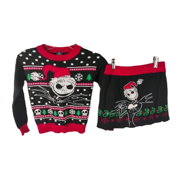 Disney Other - Disney Nightmare Before Christmas Jack Skellington Sweater Skirt Set Kids S 6 6X
